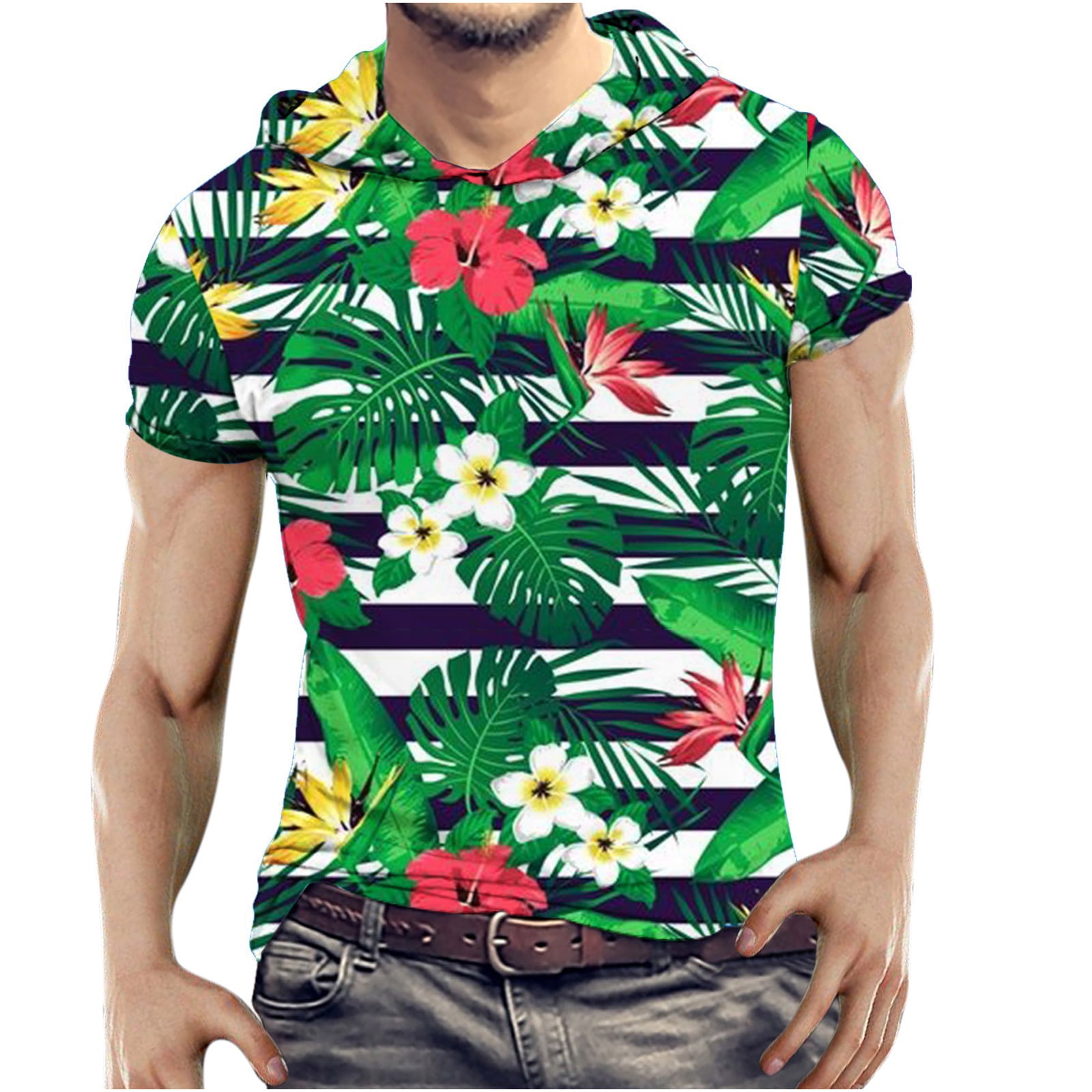 ZCFZJW Mens Casual Summer Hawaiian Shirts Short Sleeve Tropical Floral ...
