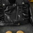 thumbnail image 6 of Adeawade Cute Tops For Toddler Girls 3-4 Years Short Sleeve Leather Motorcycle Jacket Ruffle Spring Fall Pu Coat And Hat Round Neck Blouse Light Weight Girl Clother Black, 6 of 9