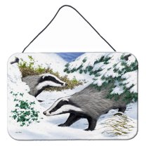Carolines Treasures ASA2182DS812 Badgers in the snow Wall or Door Hanging Prints  8x12 multicolor