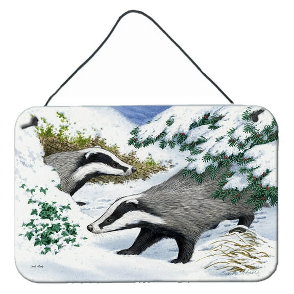 Carolines Treasures ASA2182DS812 Badgers in the snow Wall or Door Hanging Prints  8x12 multicolor