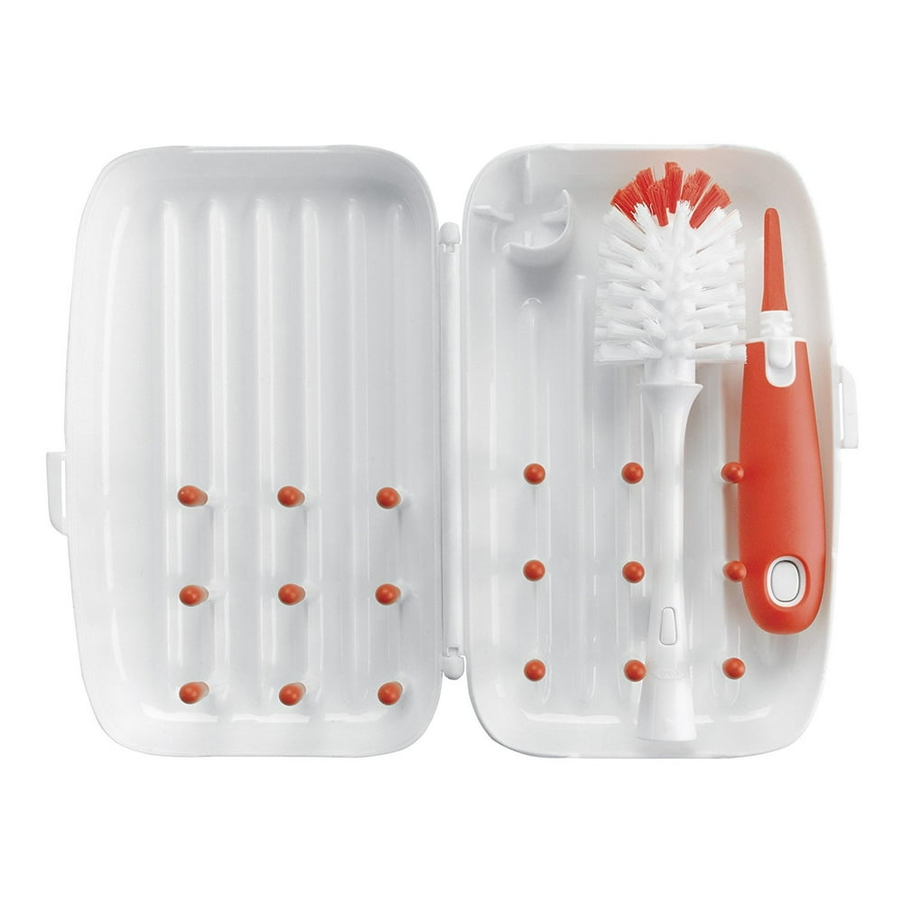 OXO Tot OntheGo Travel Drying Rack with Bottle Brush Orange