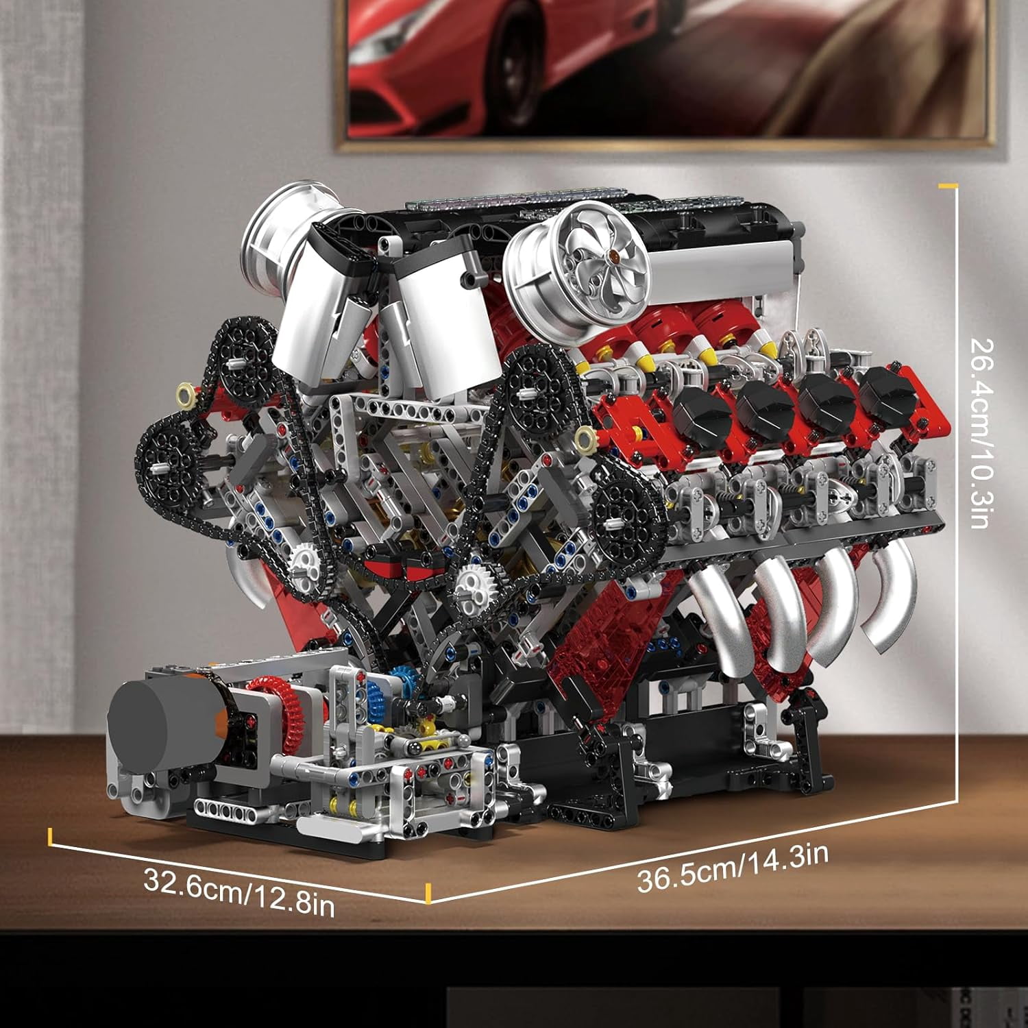 V8 Engine Building Blocks Sets, V8 Engine Model Kit That Runs, MOC Engineering Model Building Kit with Battery and Motor, 2718 PCS Building Blocks