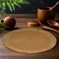 thumbnail image 6 of 2 Pcs 15" Natural Rustic Burlap Jute Placemat, Boho Round Paper Placemats, Rustic Woven Fade-Safe Tablemats,Braided Placemats for Home, Cafe or Events, 6 of 7