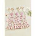 thumbnail image 3 of BemeyourBBs Toddler Baby Girls Pink Bow Outfit Bell Bottom Romper Jumpsuit Sleeveless Bow Print Suspender Flared Pants Spring Summer Clothes, 3 of 9