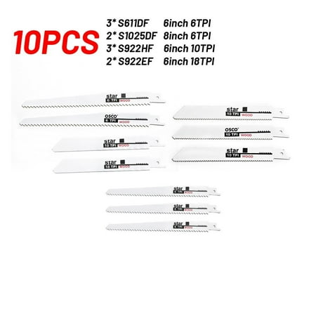 

10Pcs/Set Reciprocating Saw Blade Set Jig Saw Blade for Loose Blade Tool Parts
