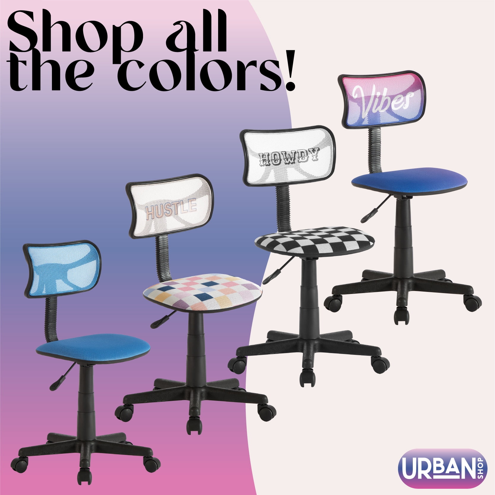 Urban Shop Swivel Mesh Desk Chair, Vibes