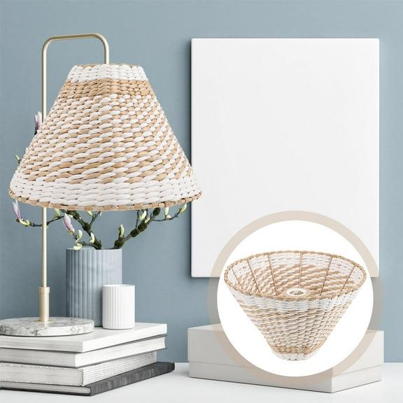 WHAMVOX Paper Braided Lampshade Woven Light Pleated Home Decoration Vintage Lampshades for Table White