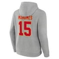thumbnail image 3 of Men's Patrick Mahomes Gray Kansas City Chiefs Icon Player Name & Number Pullover Hoodie, 3 of 3