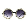 thumbnail image 3 of Large Crowned Rhinestone Round Circle Lens Hippie Diva Sunglasses Black Silver Smoke, 3 of 4