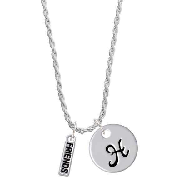 Delight Jewelry Silvertone Friends Silvertone Script Initial Disc - H - Charm Necklace, 20"+3"