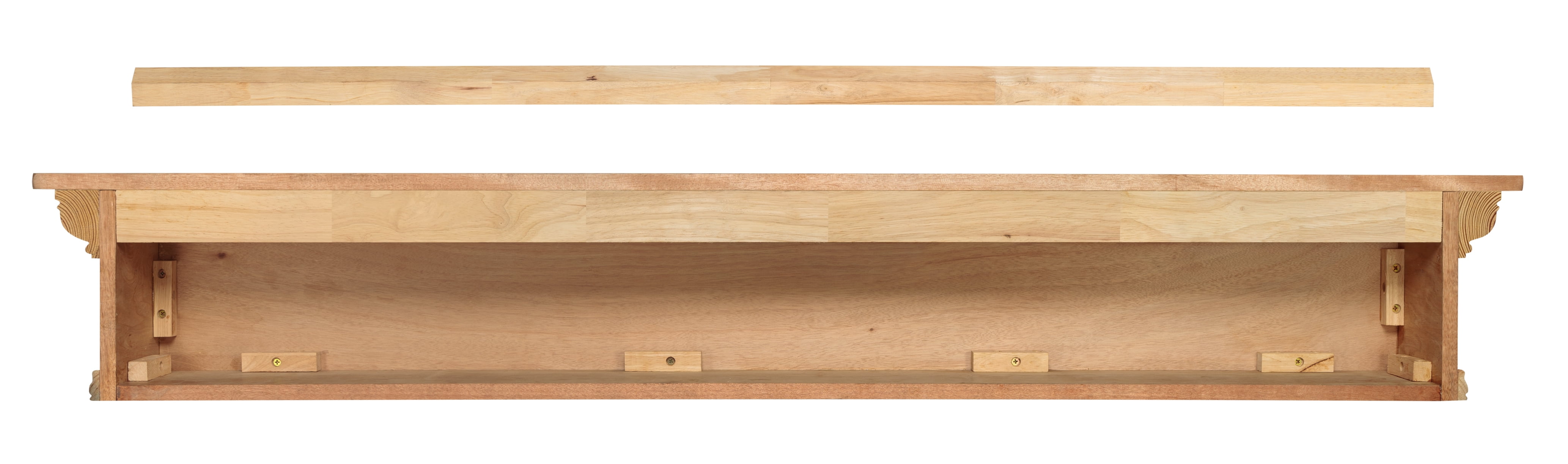 Pearl Mantels Savannah Transitional Premium Pine Wood Mantel Shelf, Unfinished, Paint and Stain Grade, 72"L x 9"D x 9"H