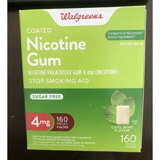 Walgreens Nicotine Gum 4 Mg, 160 Count Cool Mint Flavor