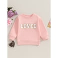thumbnail image 3 of Toddler Girl Sweatshirts Fuzzy Letter Embroidery Long Sleeve Round Neck Pullovers Thermal Tops, 3 of 10