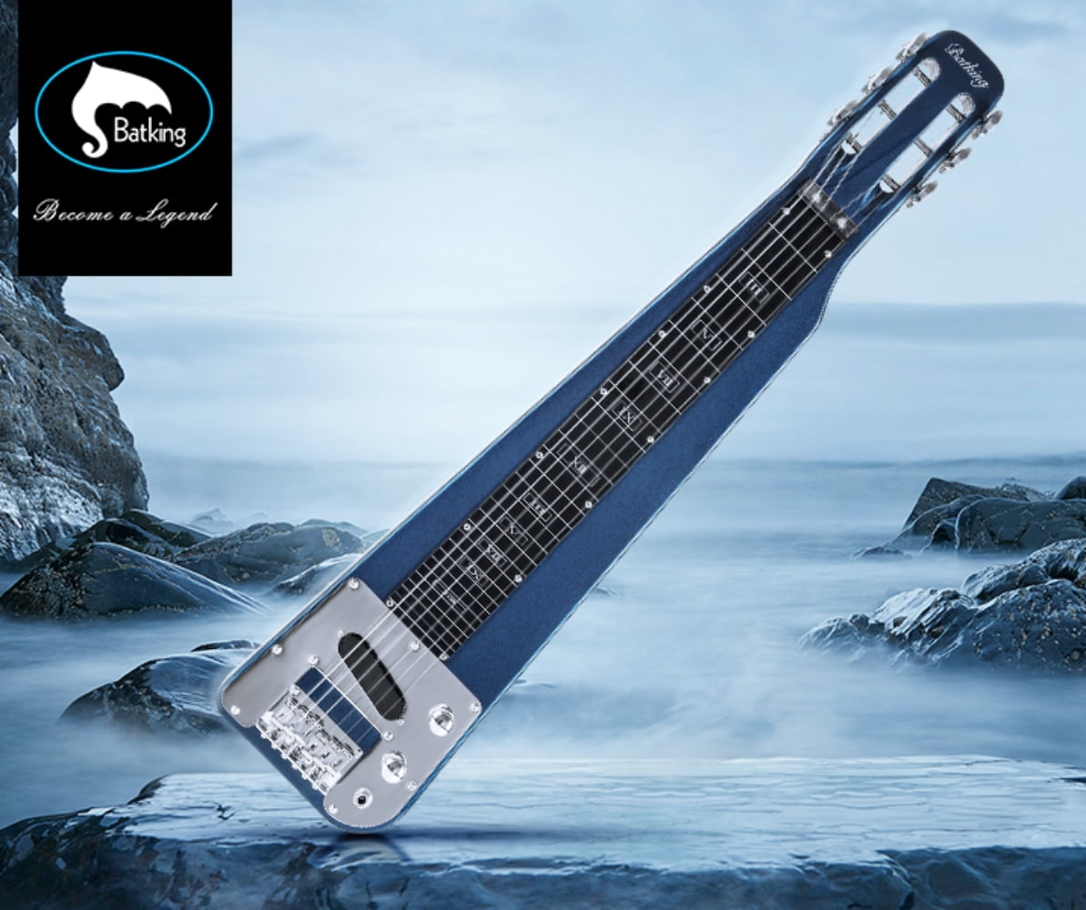 Batking Lap Steel Guitar Slide Electric Slide Instrument 6 Strings Blue Steel Guitar