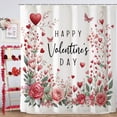 thumbnail image 2 of Happy Valentines Day Shower Curtain, Pink Red Floral Rose Love Hearts Shower Curtains Bathroom Bath Home Decor Waterproof Polyester Fabric Weighted with Hooks 72 W x72 H Inch, 2 of 7