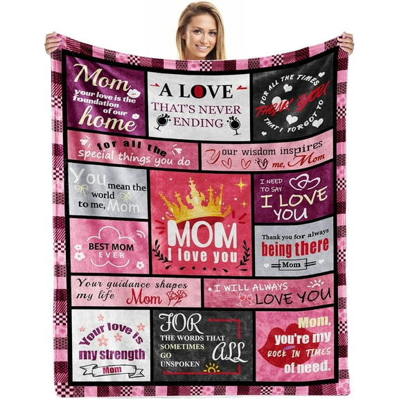LHSHID Gifts for Mom Throw Blanket Mom Blanket from Daughter Son Gifts for Anniversary Mom Birthday Gifts I Love You Mom BlanketSoft Cozy Flannel Blanket for Mom 30"x40"