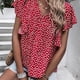 thumbnail image 3 of Top de manga corta para mujer, cuello en V, camisa con estampado floral, manga con volantes, camisa suelta, Top informal de verano, Rojo L, 3 of 5