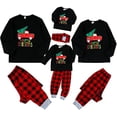 thumbnail image 3 of ZOELNIC Matching Family Pajamas Sets Christmas Matching Holiday Pjs Letter Print Top + Plaid Pants Sleepwear, Men L, 3 of 9