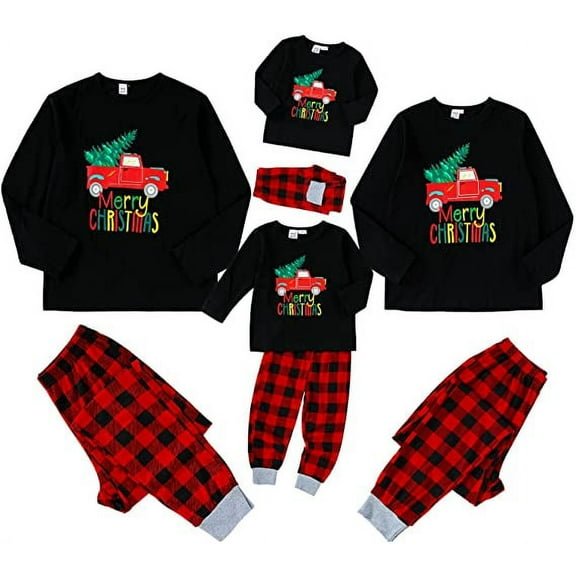 GRNSHTS Matching Family Christmas Pajamas Plaid Xmas Holiday Sleepwear Jammies Clothes Long Sleeve PJs Set
