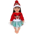 thumbnail image 5 of AmaMary 22 inch Reborn Doll Christmas Outfit, Red Reindeer Sweater Green Skirt and Hat Holiday Gift Set, 5 of 5