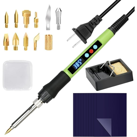 Wood Burning kit, 100W Professional WoodBurning Pen Tool, DIY Creative Tools with LED Display Adjust Temp Switch 180~500℃,Wood Burner for Embossing,Carving,Pyrography,Suitable for Beginners,Adults
