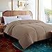 thumbnail image 3 of Feather and Loom Reversible Cozy Down Alternative Comforter - Microfiber reversing to a Cozy Plush, Hypoallergenic Down Alternative Fill, Machine Washable - Color: Tan | Size: Full/Queen - 90x90, 3 of 4