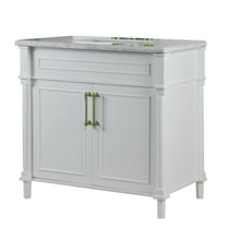 BELLATERRA HOME LLC 36 SINGLE VANITY IN WHITE WITH WHITE CARRRA MARBLE TOP