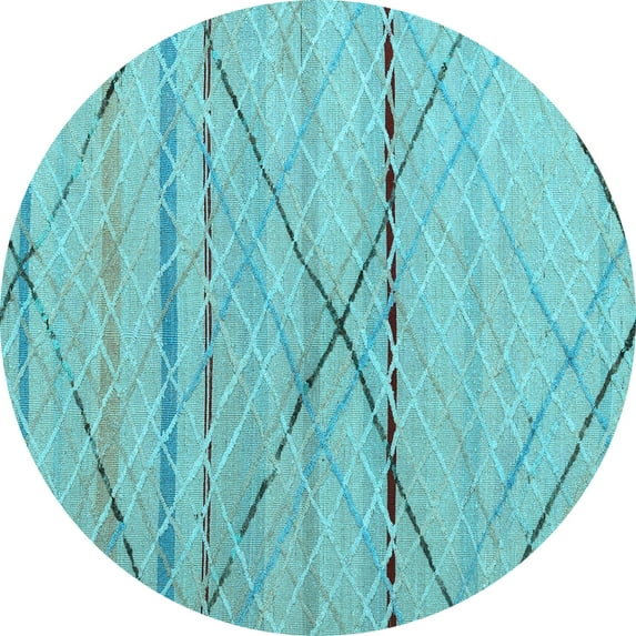Ahgly Company Indoor Round Abstract Light Blue Modern Area Rugs, 7' Round