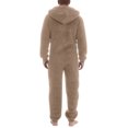 thumbnail image 5 of ZHOGXU Mens Jumpsuit Solid Color Zip Front Hooded Pajamas With Pocket Warm Relaxed Fit Romper Loungewear,Coffee,XXXL, 5 of 6
