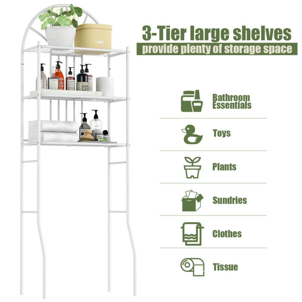 Finihen Towel Rack, Towel Holder, Toilet Storage Rack, Bathroom Towel Storage Rack with 3 Shelves, for Bathroom, White