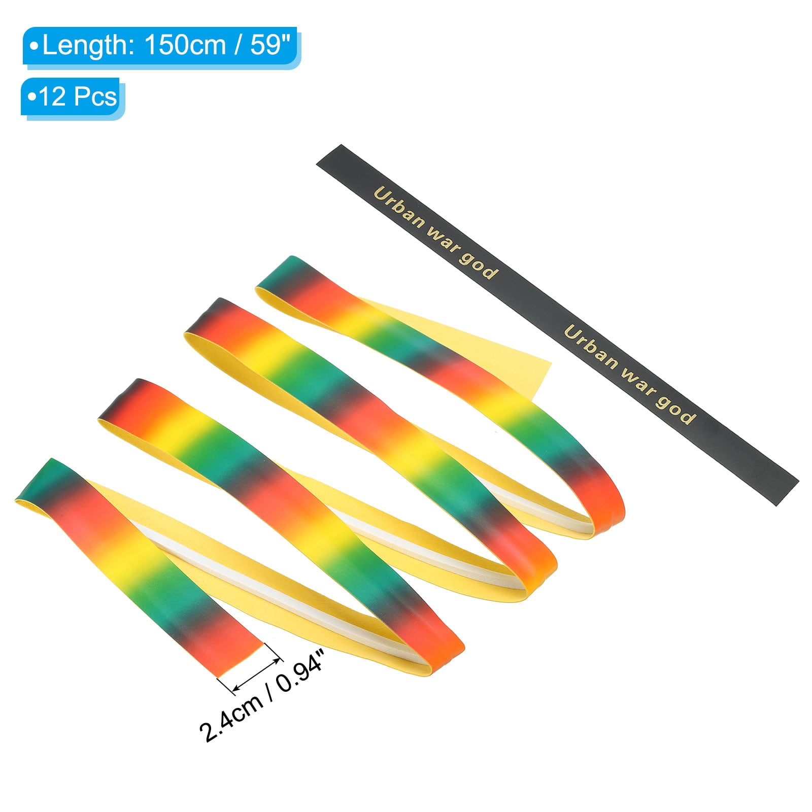 Uxcell 59" NonSlip PU Racket Overgrip Grip Tape with Damping Ridges, Rainbow Yellow, 12 Pack