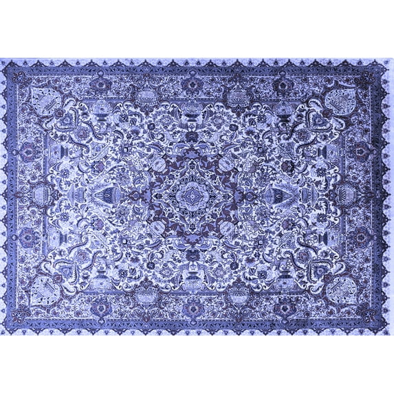 Ahgly Company Indoor Rectangle Medallion Blue Traditional Area Rugs, 8' x 10'
