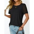 thumbnail image 3 of Short Sleeve Shirts for Women Summer Tops 2025 Spring Lace Dressy Casual Top Cute T-Shirt Work Outfits Blouses, 3 of 5