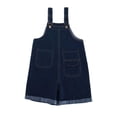 thumbnail image 4 of ZHOGXU Kids Children Girls Denim Overalls With Adjustable Straps Comfortable Lightweight Shorts With Pockets For Everyday Wear,Dark Blue,8-9 Years, 4 of 6