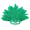 thumbnail image 4 of Máscara de plumas artificiales de media cara, accesorio de moda para fiesta de disfraces de cosplay Verde, 4 of 8