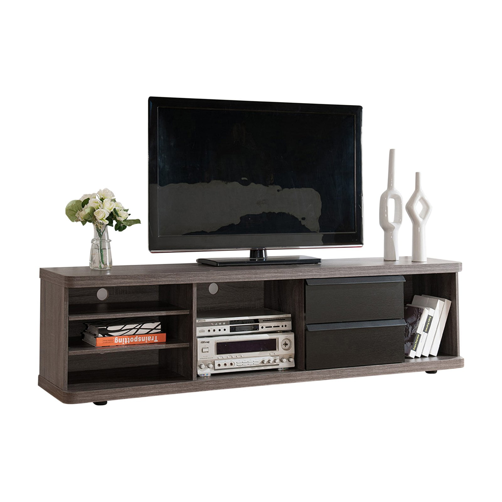Smart Home 70 in. TV Stand Distressed Gray