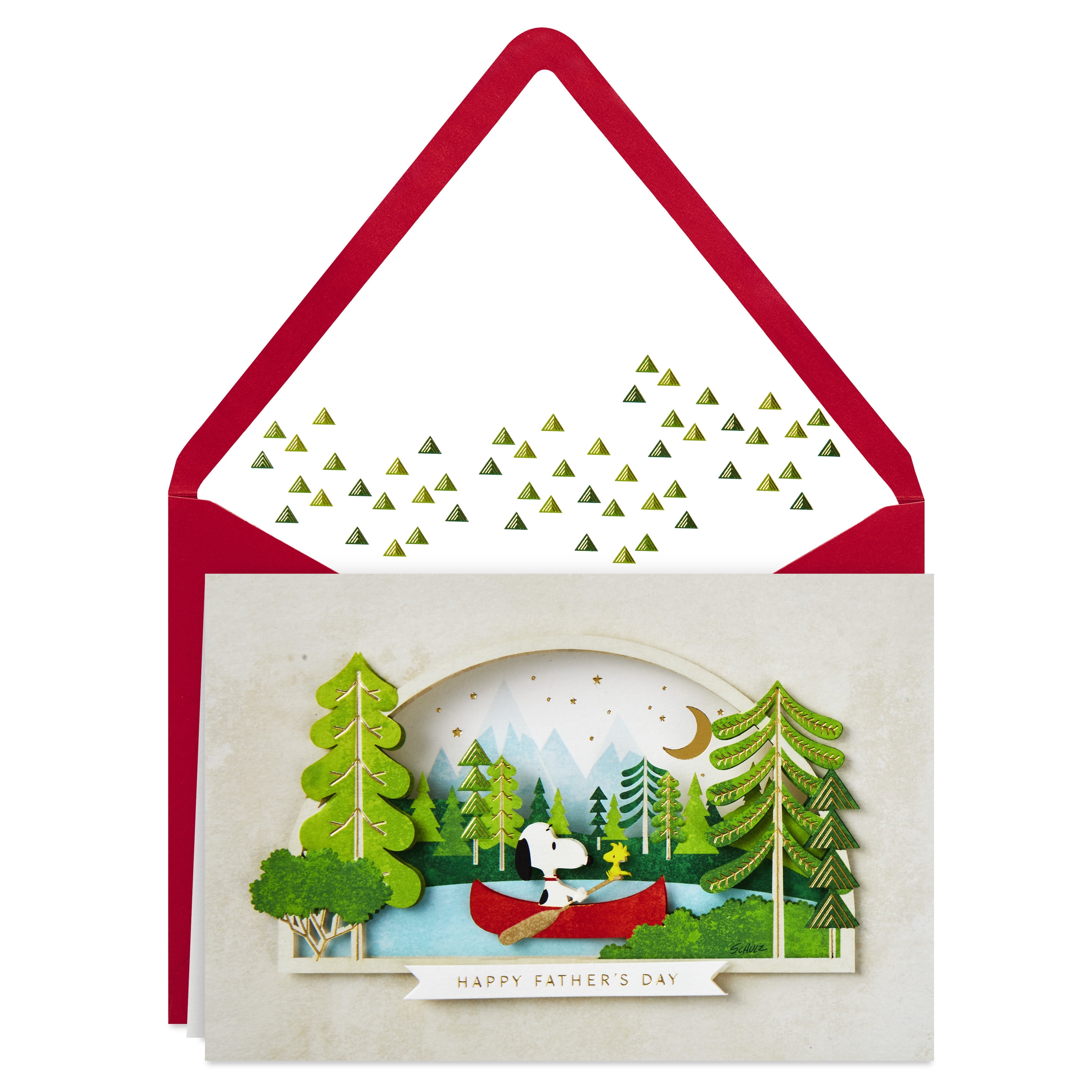 (2 pack) Hallmark Signature Peanuts Fathers Day Card (Snoopy and Woodstock Canoeing)