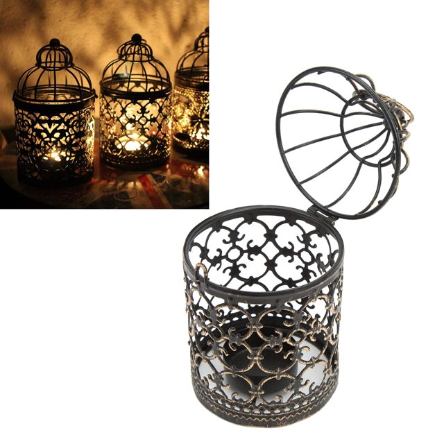 Bougeoir en Fer Rétro Européen Protection contre la Rouille Style Élégant Vintage pour Terrasse Extérieure Fête