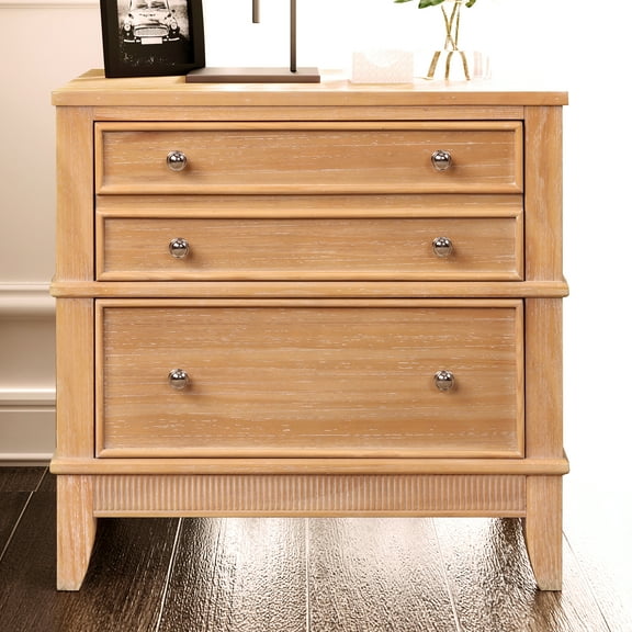 3 Side Table - Solid Wood, Natural Finish, Versatile For Home Living Area Cabinet Stylish Storage