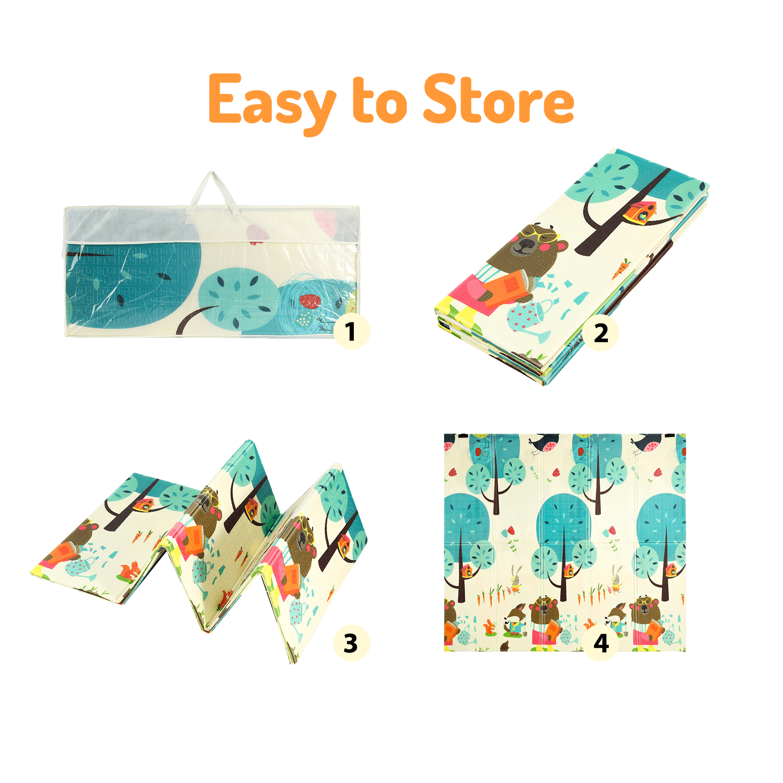 Piu Dino Soft Baby Mat 1.8 x 2 m | Double Side Animal Adventures
