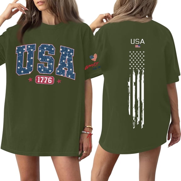 Women's 250th Anniversary USA Shirt Patriotic American Flag Graphic Tee 4th of July Independence Day Top