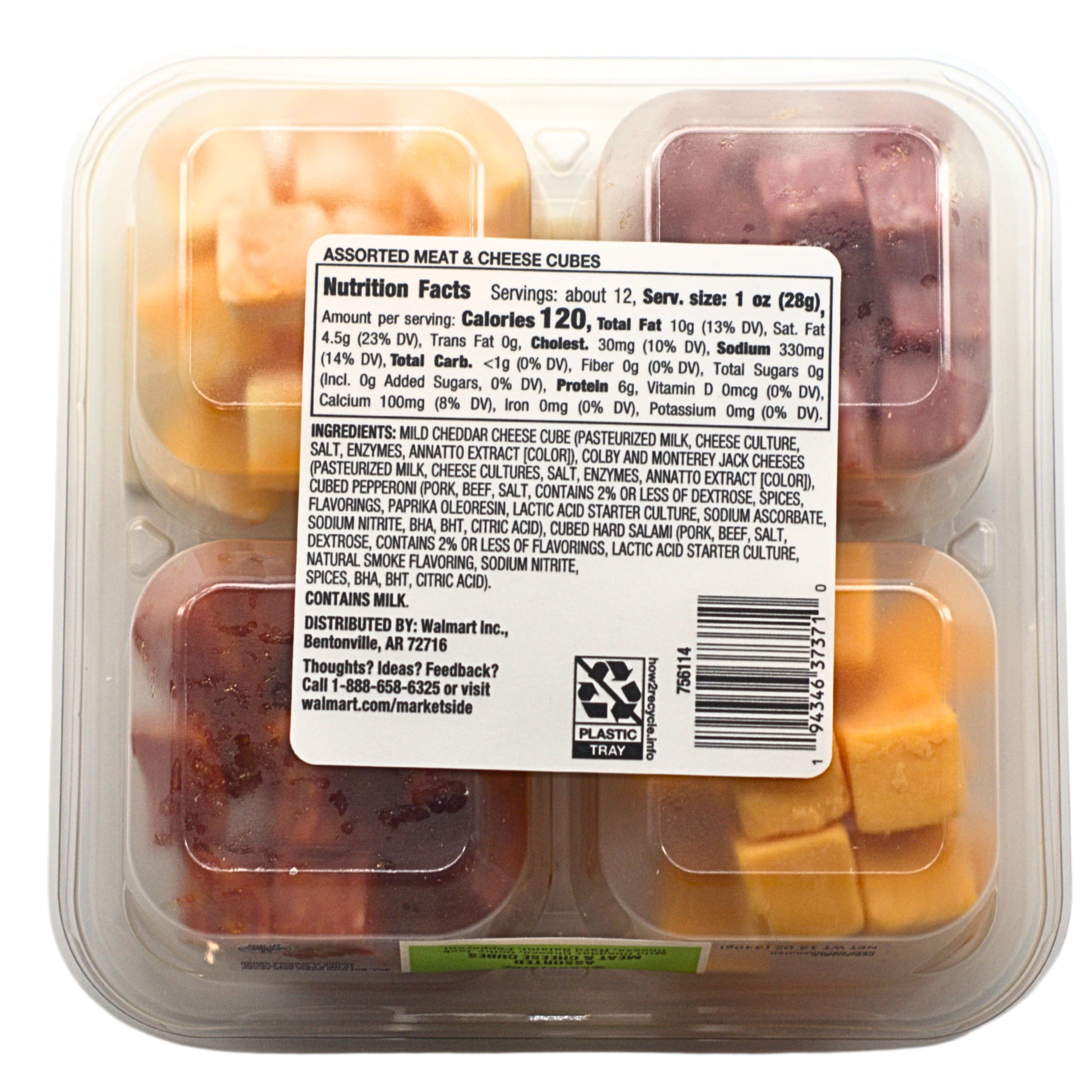 Marketside Assorted Cubed Meat & Cheese Tray, 12oz (Cubed, Refrigerated)