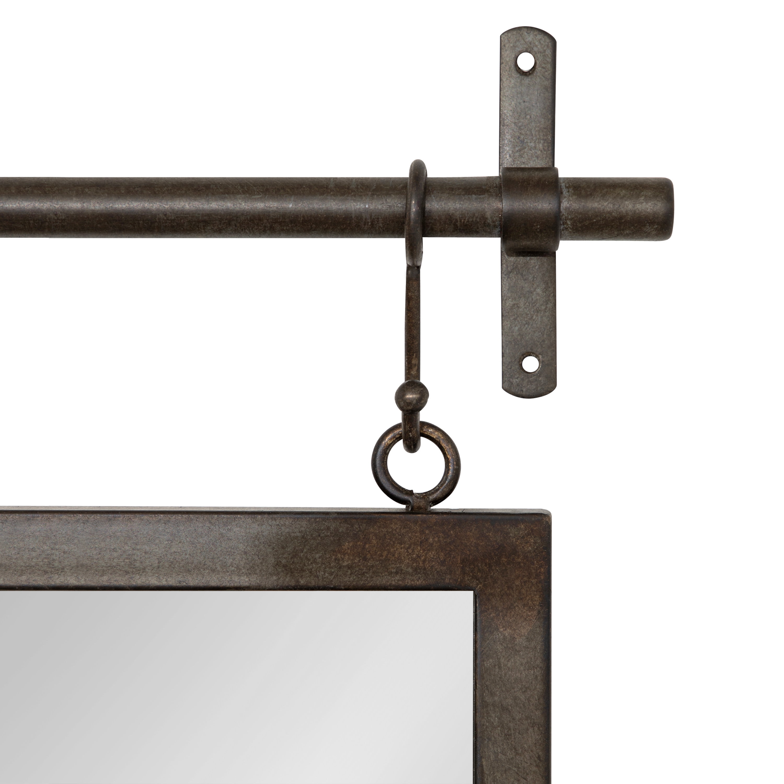 Kate and Laurel Gammons Modern Pub Mirror, 18 x 39, Natural Iron, Decorative Metal Industrial Mirror With Rectangular Shape and Wide Pocket Shelf for Storage and Display