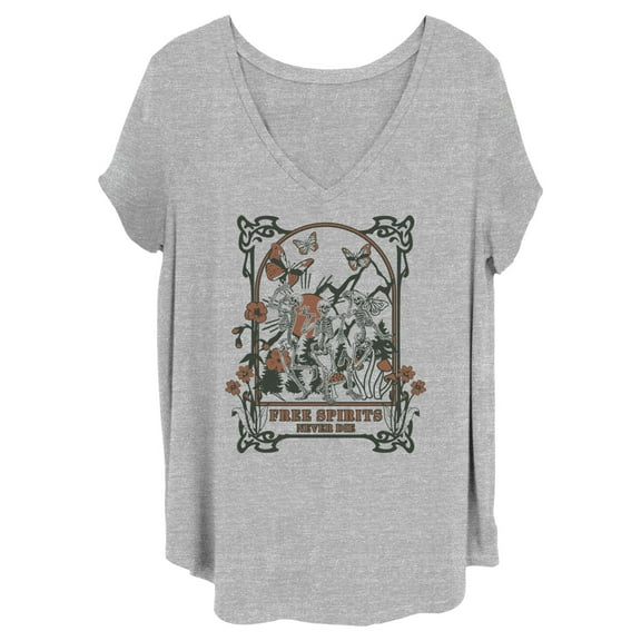 Junior's Lost Gods Free Spirits Skeletons Graphic Tee Heather Gray 3X