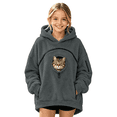 thumbnail image 2 of Cat Pouch Hoodie for Kids Girls Boys Pet Carrier Oversized Kangaroo Pocket Hoodie Sweatshirts Dog Hoodie with Pouch Fleece Soft Warm Fall Fashion Animal Holder Pullover Tops, 2 of 5