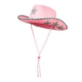 thumbnail image 1 of Sombrero de vaquero de moda estilo occidental, portátil, de ala ancha, accesorio nupcial, sombrero de fiesta rosa, 1 of 9