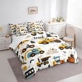 thumbnail image 2 of Castle Fairy Cute Cartoon Construction Truck Twin Bedding Sets 7-Piece for Kids, Tractor Excavator Bedding Comforter Set for Bedroom, Yellow Blue, 2 of 7