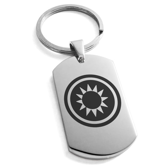 Stainless Steel Light Element Rune Engraved Dog Tag Keychain Keyring