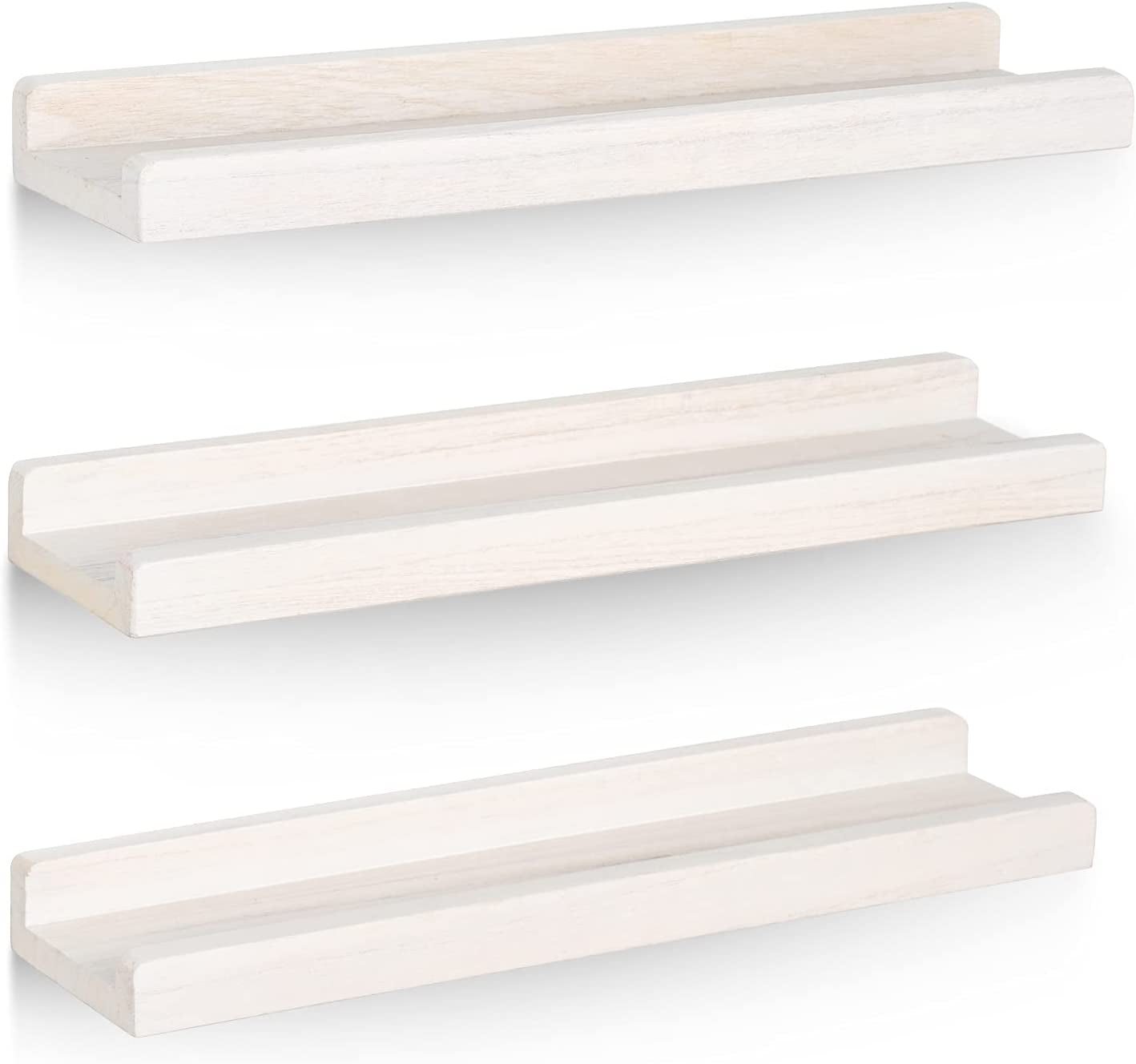 Sfugno Floating Ledge Shelves Rustic Wood Wall Shelf Set of 3 for Storage and Display 16.9 inch Vintage,White