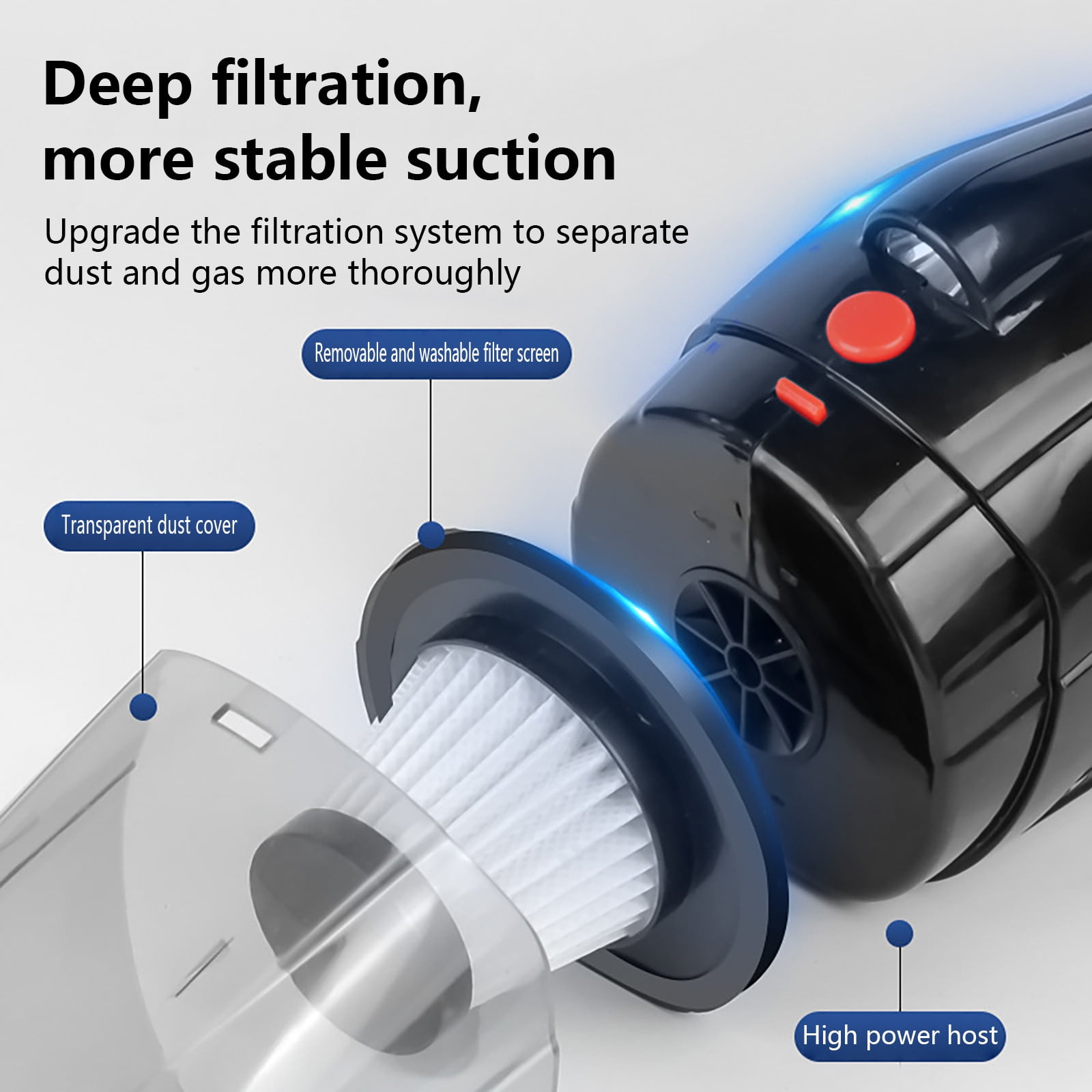 9000Pa Wireless Wet Dry Car Vacuum with LED Light and 60-Min Runtime, Rechargeable Handheld Vacuum Cleaner for Home Car Spills Pet Hair Debris Blind Corners